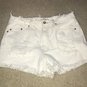 White jean shorts